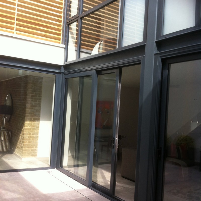 Anthracite aluminium sliding patio doors fitted in Leytonstone