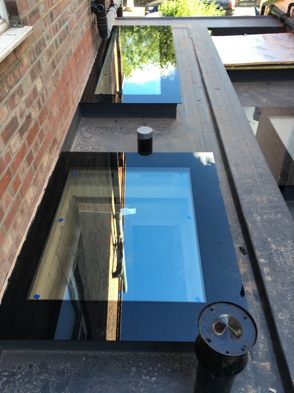Multiple flat roof skylights on extension in Leytonstone